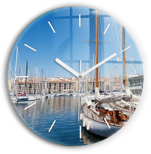 Wallfluent 30x30 cm Moderne Horloge Murale Mains Noires Batterie Horloge carrée Horloge numérique Affichage analogique Qualité supérieure Mécanisme Silencieux Marina à Marseille France