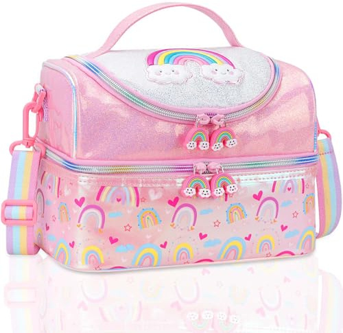RHCPFOVR Kids Lunch Bag - Double Decker Cooler Insulated Lunch Box for Boys Girls Washable Lunch Bag and Reusable Toddler Lunchbox for School and Daycare