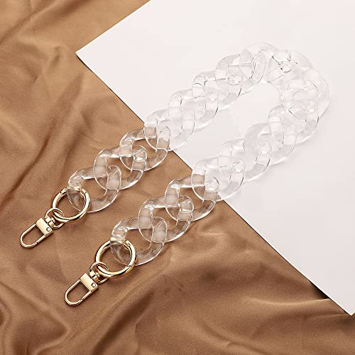 Blausky Acryl Geldbörse Riemen,Flachketten,Taschenkette,Ersatzkette Schulterriemen,Trageriemen zum Ersatz,Abnehmbare Tasche Kette für Damen Handtaschen Umhängetasche DIY Taschen,Transparent,80cm
