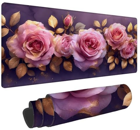 Tapis de Souris Rose Tapis de Souris XXL Rose 1500x800x4mm Tapis Souris Gamer, sous Main Bureau Ordinateur Portable, Mouse Pad Bords Cousus Caoutchouc Antidérapante, pour Souris et Clavier A-174