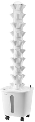 VEVOR Sistema di Coltivazione Idroponica, 50 Baccelli Verticali a 10 Livelli, Torre Idroponica Mobile con Pompa dell'Acqua e Ruote, Germinazione Interno, per Erbe Aromatiche Frutta Verdura