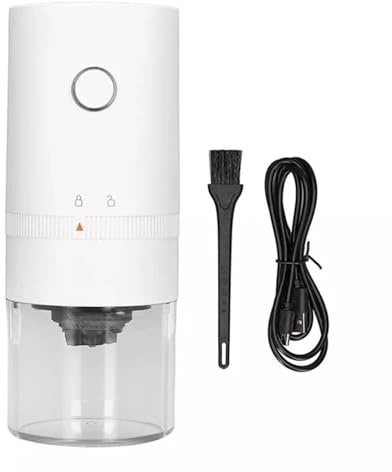 Molinillo de café tipo C con carga USB profesional de cerámica, molino de granos de café, molinillo eléctrico portátil (blanco)