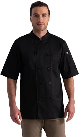 Chef Works Unisex Volnay Chef Coat, Black, Large