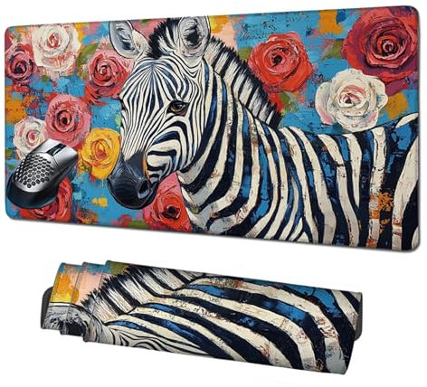 Alfombrilla Gaming,Alfombrilla Ratón Rosa Mouse Pad,Cebra Alfombrilla Escritorio Grande 1600x800x3mm,Protector Escritorio Alfombrilla Antideslizante,Mejora Precisión y Velocidad,Accesorios PC X1-1178