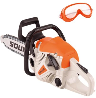 Milageto Tronçonneuse de Jouets, Outils de Jeu de Prétendus avec Lunettes en Rotation, Jouet de Réparation Extérieur Préscolaire Éducatif pour Enfants, Style B