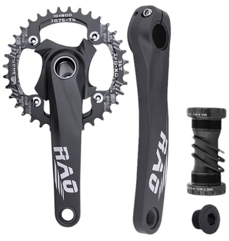 Mountainbike Kurbelgarnitur 170 mm – hohles integriertes Einzel-Kettenblatt 36T | schmale breite Zahnplatte mit Tretlager | Kurbel aus Aluminiumlegierung für Rennräder & -Fahrräder