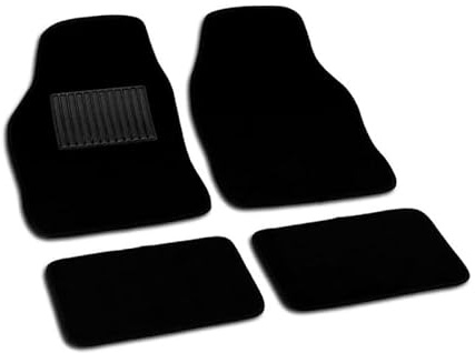 CABLEPELADO - Alfombrillas Universales para Coche – Set de 4 Piezas en Moqueta Costuras Reforzadas y Detalles Bordados – Compatible con la Mayoría de Vehículos (Negro 2)