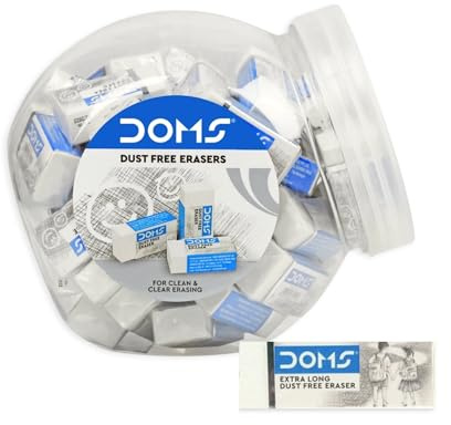 DOMS Barattolo con 20 Gomme Bianche Dust Free - Cancellano Senza Lasciare Residui, Perfette per la Scuola, Professionisti e Amanti della Creatività