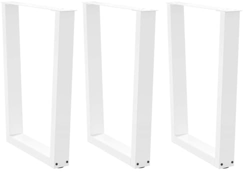 QUAHEAS Lot de 3 pieds de table à manger en forme de V - Blanc - 70 x (72-73,3) cm - Acier revêtu par pulvérisation - Meubles modernes pour bureau
