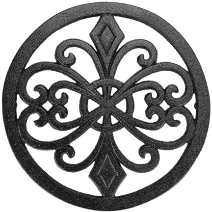 ACOLY Cast Iron Trivet, Heat Resistant Coaster, Black Metal Hollow Trivet, for Hot Pots Pans Dishes Kitchen Dining Decoration