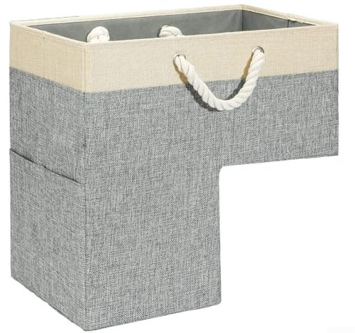 Yuanpgky Cesta de escalera plegable con asas resistentes de tela, elegante solución de almacenamiento para escalones de madera alfombrada, diseño que ahorra espacio para organizar artículos del hogar