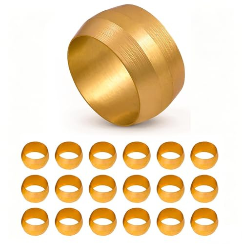 20 Pcs Brass Olives, 14Mm & 16Mm Heavy Duty Brass Ferrules | Brass Olives & Brass Ferrules, Leak‑Free Water Gas Connection, Secure Compression Joints, Plumbing Heating System Application