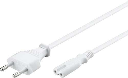 Goobay 93987 Euro Anschlusskabel, Netzkabel, Stromkabel, 2 adrig, Eurostecker (Typ C, CEE 7/16) > Gerätebuchse C7, 3m, weiß