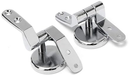 Schläfer | Charnières WC universelles, Paire de charnières réglables en laiton pour siège WC bois/MDF, chromées