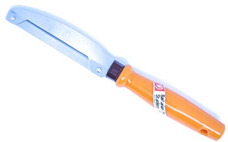 ETAU Thai Mango Peeler, Stainless Steel Blade, Orange Plastic Handle