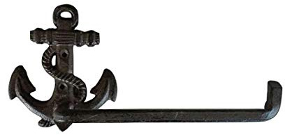 Comfy Hour 9 Cast Iron Anchor Toilet Paper Holder, Decorative Nautical Bathroom Decor, Vintage Coastal Wall Mount Paper Roll Hanger, Heavy Duty Maritime Decor for Beach House, Brown, 1 Pack