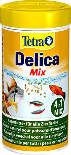 Tetra Delica Mix Naturfutter - Mischung mit 4 verschiedenen Futtertieren (Wasserflöhe, Artemia, Krill, Gammarus), natürliche Snacks für Zierfische, 250 ml Dose