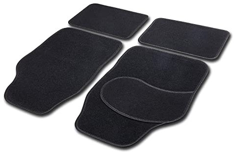 Cartrend 10598 Cartrend Universal Textilmatte Basic Teppich Matten Stoffmatten Autoteppiche Fussmatten Auto 4-teilig, mit schwarzem Hochglanzgarn