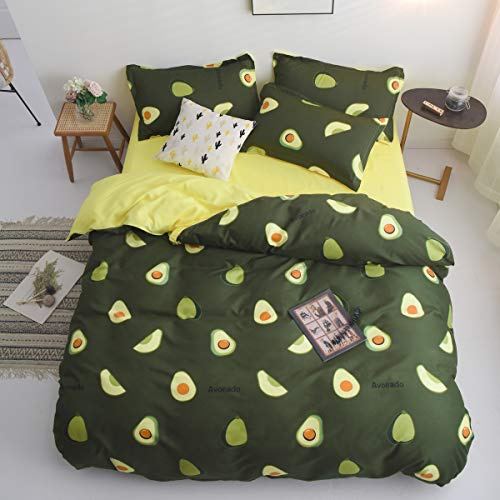 Fansu Juego de Ropa de Cama de 4 Piezas Juego de Fundas de Edredón Incluye 1 Funda Nórdica y 1 Sábana encimera 2 Funda de Almohada (Cama 90-150x200cm,Aguacate Amarillo)