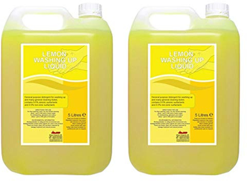 We Can Source It Ltd – 2 x 5L Lemon Washing Up Liquid – Concentrated Dishwashing Liquid for Home & Commercial Use – Tough on Grease, Gentle on Hands – Fresh Lemon Scent – Multi-Purpose Cleaner