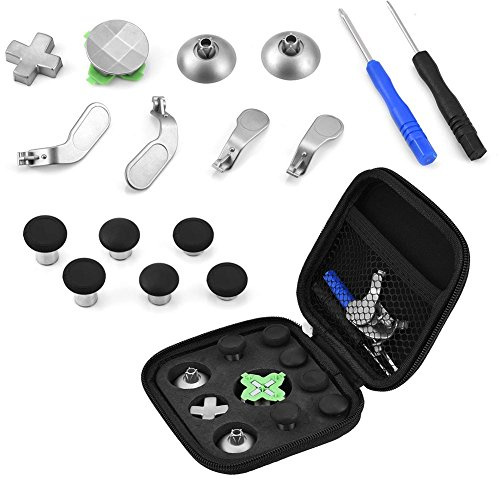 10-in-1 Controller Zubehör Set Daumenstick-Kappen, Tasten | Umfangreiches Ersatztasten-Sortiment mit runder Magnetbasis, robustes Kunststoff-Kit für 4 Controller, Schwarz