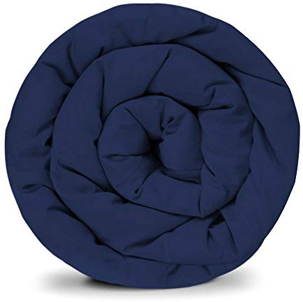 GRAVITY Gewichtsdecke Bezug in Dunkelblau Baumwolle Schlaufen Bezugssystem mit Reißverschluss Sommerbezug für Erwachsene/Jugendliche für besseren Schlaf Größe: 150x220 cm