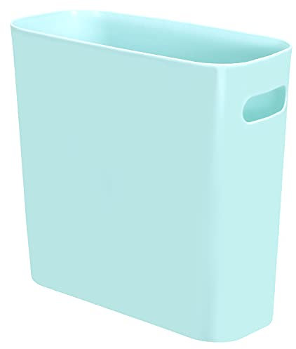 Youngever 5.5L Slim Trash Can, Re-usable 5.5L Plastic Garbage Container Bin, Small Trash Bin with Handles for Home Office, Living Room, Study Room, Kitchen, Bathroom (Mint)
