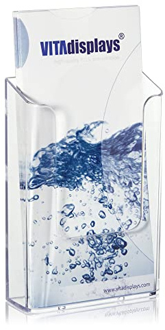10 Stk. DIN lang, DIN A6 Wandprospekthalter, transparenter Flyerhalter und Postkartenhalter, Wand-Prospekthalter für DL trifold Flyer, Prospekthalter als Wandhalter für Prospekte oder Postkarten