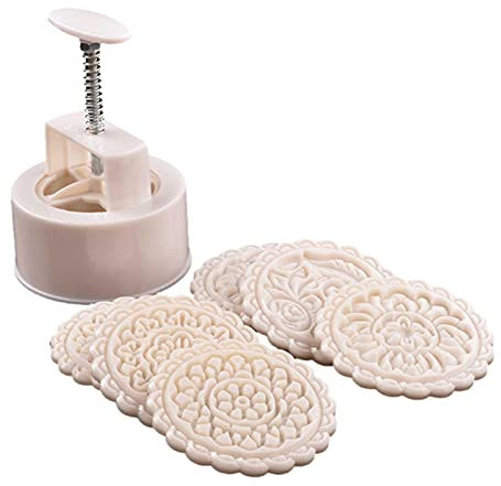 Edorco Moule à Lune,Ensemble moules à Lune pressés à la Main | Ensemble moules à gâteau 250g Timbres à Biscuits, Outil décoration pâtisserie Impressions Fleurs