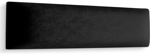 Muralo Samt Wandkissen Stoff Polsterpaneel Schlafzimmer Wohnzimmer Bett Wandpolster Bettkopfteil Lendekissen Modern Luxus Gepolstert Polster Paneel (Schwarz, 90 cm x 30 cm)