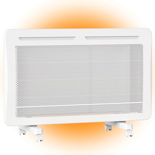 KLEAH Radiateu électrique Mobile Mural 1500 W, Chauffage électrique Intérieur Avec Thermostat, Chauffage Mural Portable, Minuterie Personnalisée, Radiateur, Avec Rouleaux cadeau de Noël