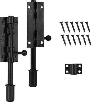 Bolzenriegel, Schiebeschloss für Außenzaun, Holztore, Scheunentür, Schrank, Schublade, Fenster, 16,3 cm, Schwarz, 2 Stück