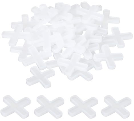 sourcing map Distanziatori a croce in plastica per piastrelle da 6 mm, per pareti e pavimenti, 200 pezzi, per installazione di piastrelle in ceramica, colore: bianco