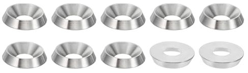 PATIKIL Rondelle de Finition M8 à Tête Fraisée, Lot de 10, Diamètre de 22 Mm, Hauteur de 4,5 Mm, en Acier Inoxydable 304 Massif, Pour Vis à Tête Fraisée, Pour Construction Industrielle