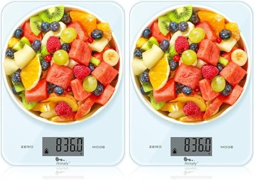 himaly Bilancia da Cucina, 10Kg / 1g Bilancia Elettronica Digitale Alta Precisione Misurazione Display LED Multifunzione da Cucina e Acciaio Inossidabile Usato Come Sveglia (Confezione da 2)