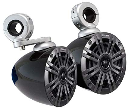 Audiosavings Bundle: (1) Pair Kicker 45KM42 4 Marine Weatherproof Speakers KM4 Bundle with (1) Pair Kicker 40KMMTES Marine Rollbar Tower Enclosures for 4-Inch Speakers (4 Items)
