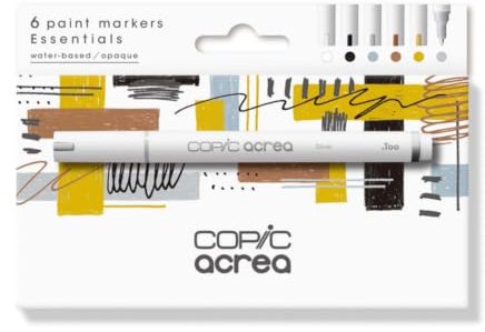 Copic acrea Set Essentials, 6er Set Paint Marker mit wasser- und pigmentbasierter Tinte, Strichstärke 0,8-1,2 mm