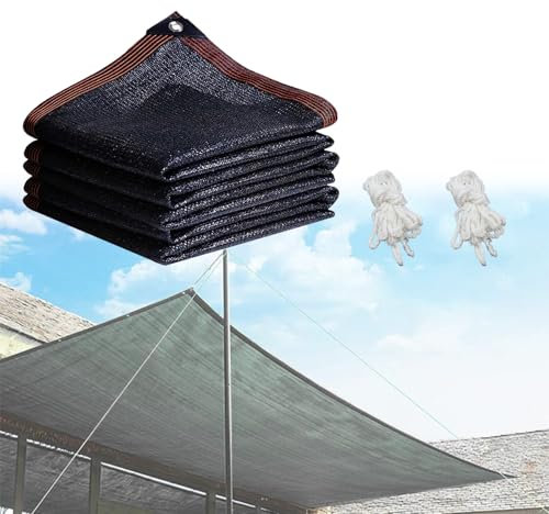 CHENYU 98% Telo Ombreggiante Occhiellato 2x2 M Telo Parasole per Esterni Viene Fornito con 2 Corde Lunghe Bianche Anti uv Ombreggiante Adatto per Giardini Balconi Pergole Campeggio Ecc（Nero)