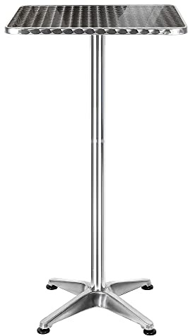 HUOLE 2in1 Stehtisch 70/110 cm Höhenverstellbar Bartisch Quadratisch klappbar Bistrotisch Indoor Outdoor Aluminiumgestell Silber Wetterfest Outdoor 2in1 Bistrotisch Biertisch Bartisch Party
