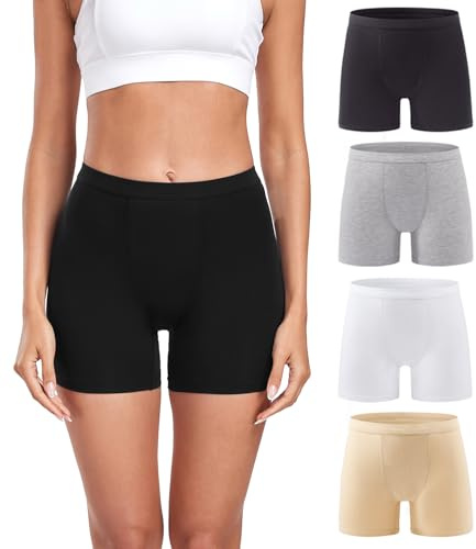 wirarpa Damen Panties Boxershorts Damen Kurze Modal Unterhose für unter Kleider 4er Pack Mehrfarbig Größe M