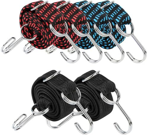 Spanngummi mit Haken, 6 Stück Spanngurte Expander Mit Haken, Verstellbar Gepäckspanner Breit Gummispanner, 100cm Gummi Expander, Gummizug mit Haken Spannband für Fahrrad, Autotransport, Motorrad