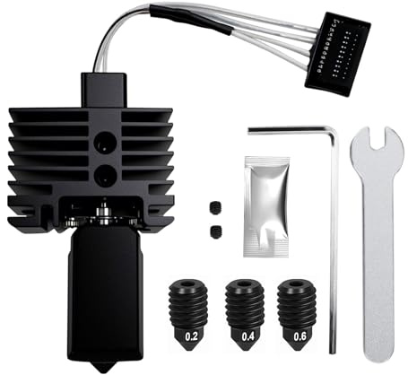 HIKUDIY Upgraded 2.0 Hotend Baugruppe für Bambu Labs P1S/P1P 3D Drucker, mit plattiertem Kupfer Heizblock Titanium Heat Break, 0.2/0.4/0.6mm Düsen, Hotend Silikonsocke, Thermistor (Nicht für X1 Serie)