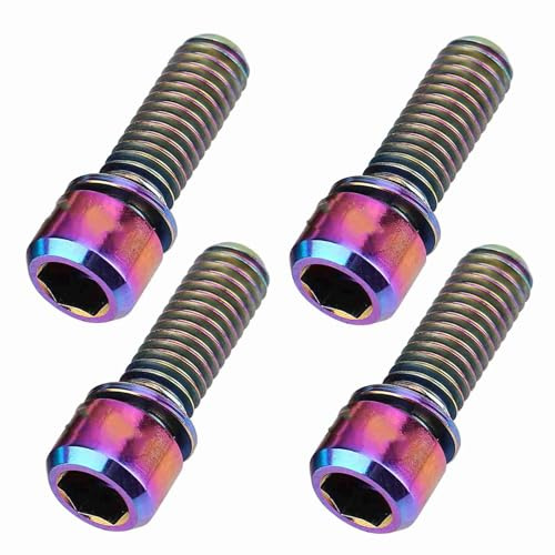 4 Stück M6x18mm Schraube, Titan Legierung Schraube mit Dichtung, für Fahrrad-Scheibenbremsen, Kurbel- und Vorbau-Fixierung (M6x18 mit Distanzstück)