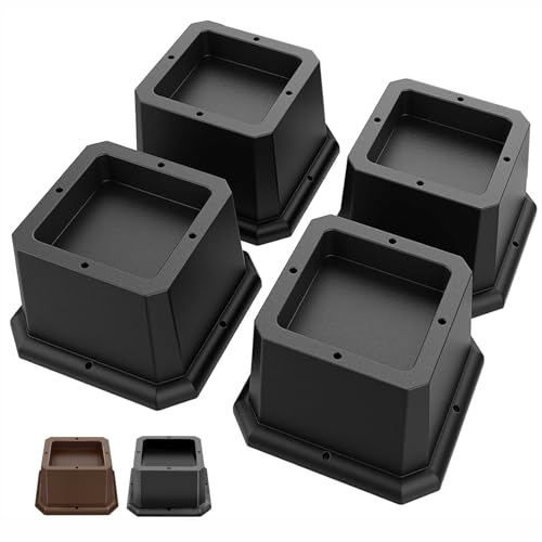 MixDora, rialzi per letto da 5 cm, rialzi per mobili quadrati, rialzi per sedie per letto, divano, tavolo, tavolo da salotto, confezione da 4 pezzi, colore nero (5 cm)