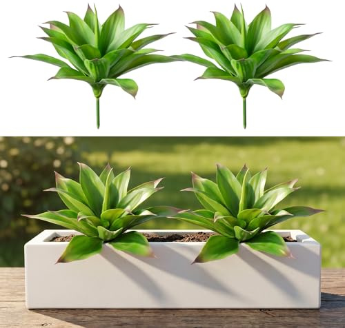 ENALGRE Piante di agave artificiale, grandi piante di agave finta, resistenti ai raggi UV, per interni ed esterni, 38 cm (verde