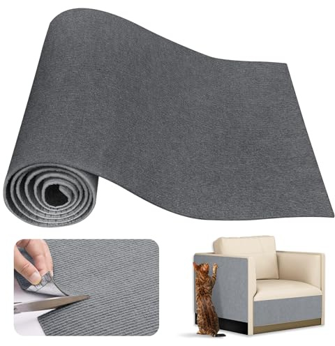 Alfombra Rascador para Gatos 200x40cm (Gris Oscuro) | Protector Sofa Gatos Arañazo, Autoadhesivo Tapete para Rascar Gatos, Protege Pared y Sofás Muebles