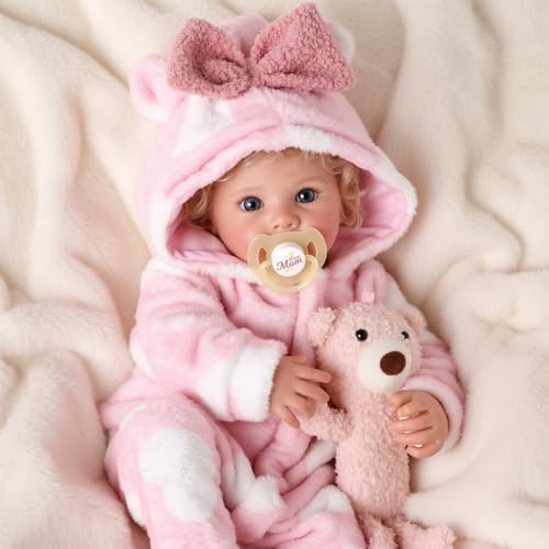 BABESIDE Reborn-Babypuppe 43 cm Mädchen Blondes Lockiges Haar