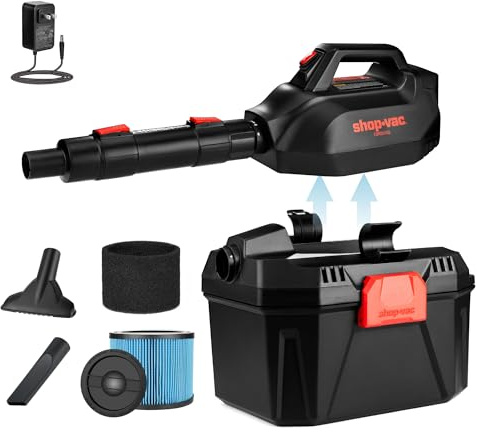 Shop-Vac 2 Gallon 20V Cordless Wet/Dry Vacuum with Detachable Blower, Portable 3-in-1 Vac with Blower Function, Integrated Battery and Charger Included, Ideal for Workshop, Car & Jobsite, 5430082