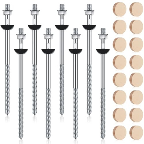 Shimeyao 8 Set Wood Newel Mounting Kit Newel Post Fastener Installation Kit for Residential and Commercial Installation, Anchors Post Directly to Wood or Concrete Floor