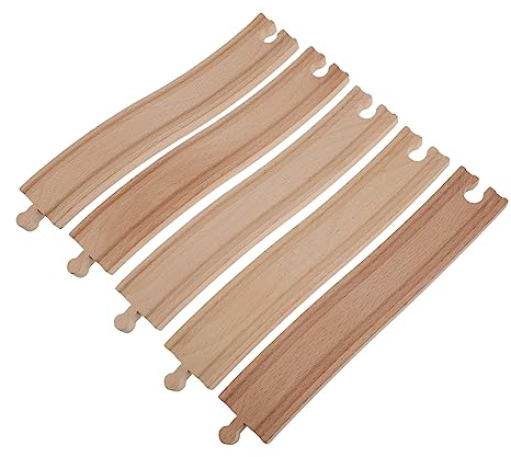 HEALSOPTHY Holz Eisenbahn Gleis Erweiterungsset Teilig Zubehör Biegsame Kurven Schienenset für Flexiblen Aufbau Feinmotorik und Kreativität